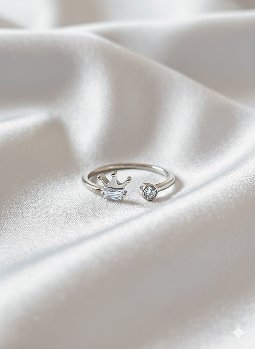 Crown & Sparkle Adjustable Ring
