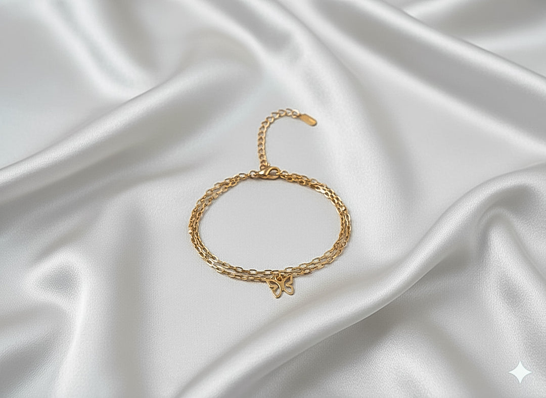 Golden Butterfly Charm Chain Bracelet