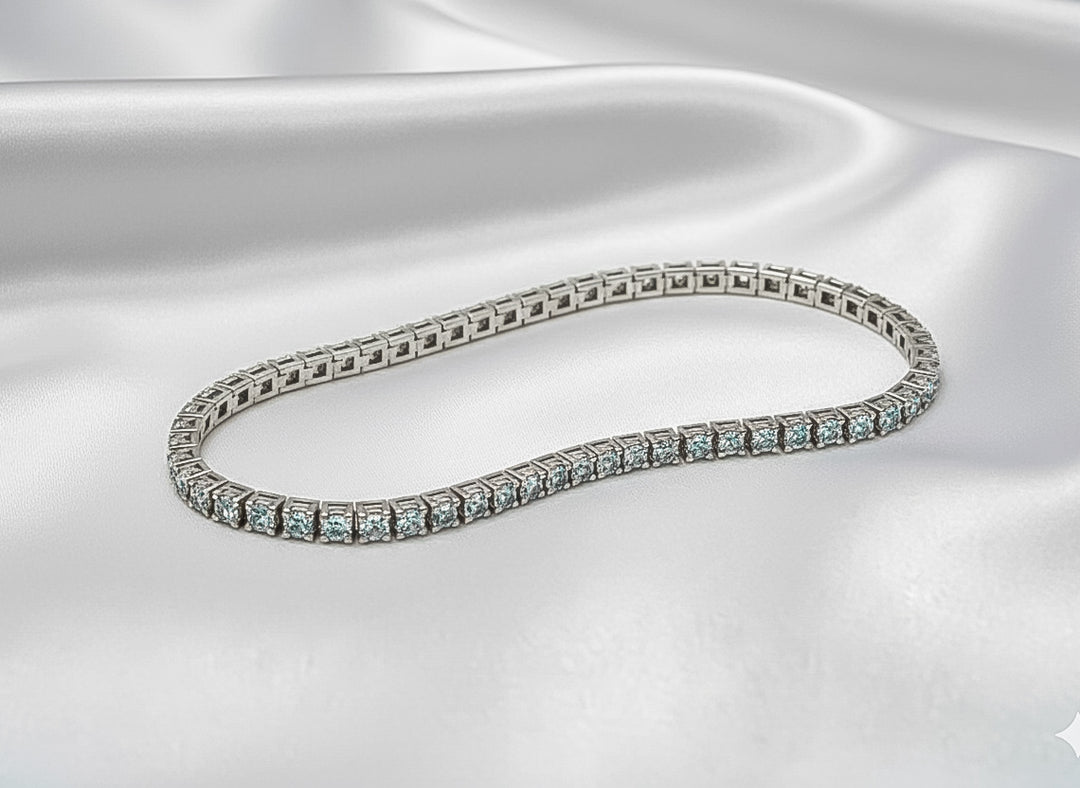 Azure Glow Sterling Silver Tennis Bracelet