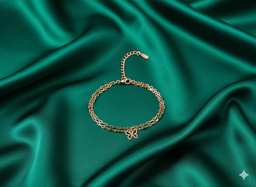 Golden Butterfly Charm Chain Bracelet