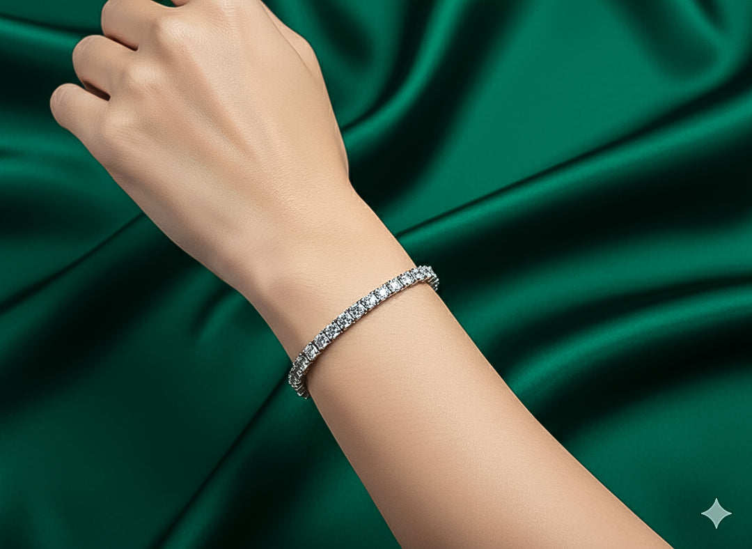 Azure Glow Sterling Silver Tennis Bracelet