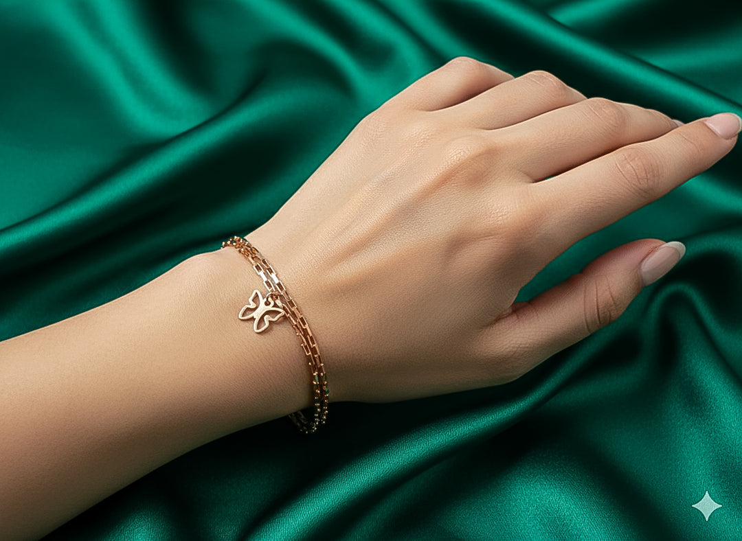 Golden Butterfly Charm Chain Bracelet
