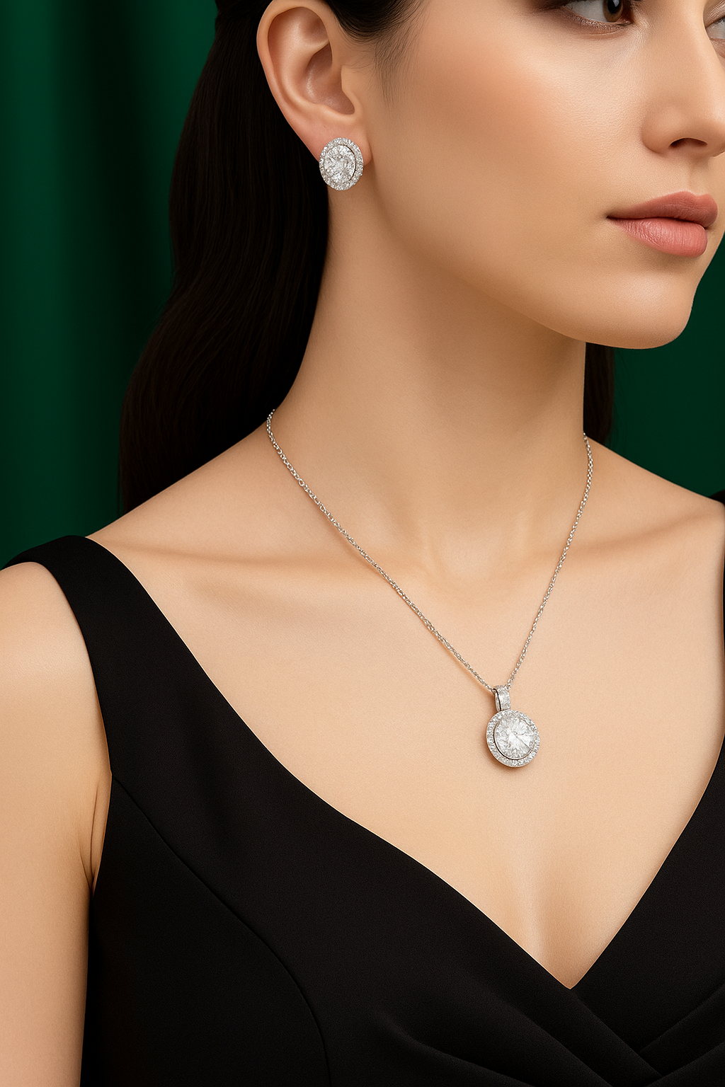 Radiant Cushion-Cut Pendant & Earring Set