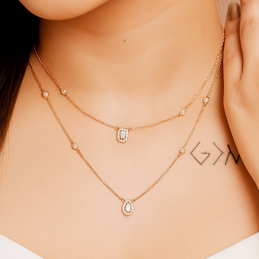 Elysian Drape Dual Pendant Necklace