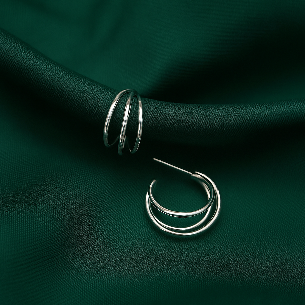 Silver Wave Hoop Earring