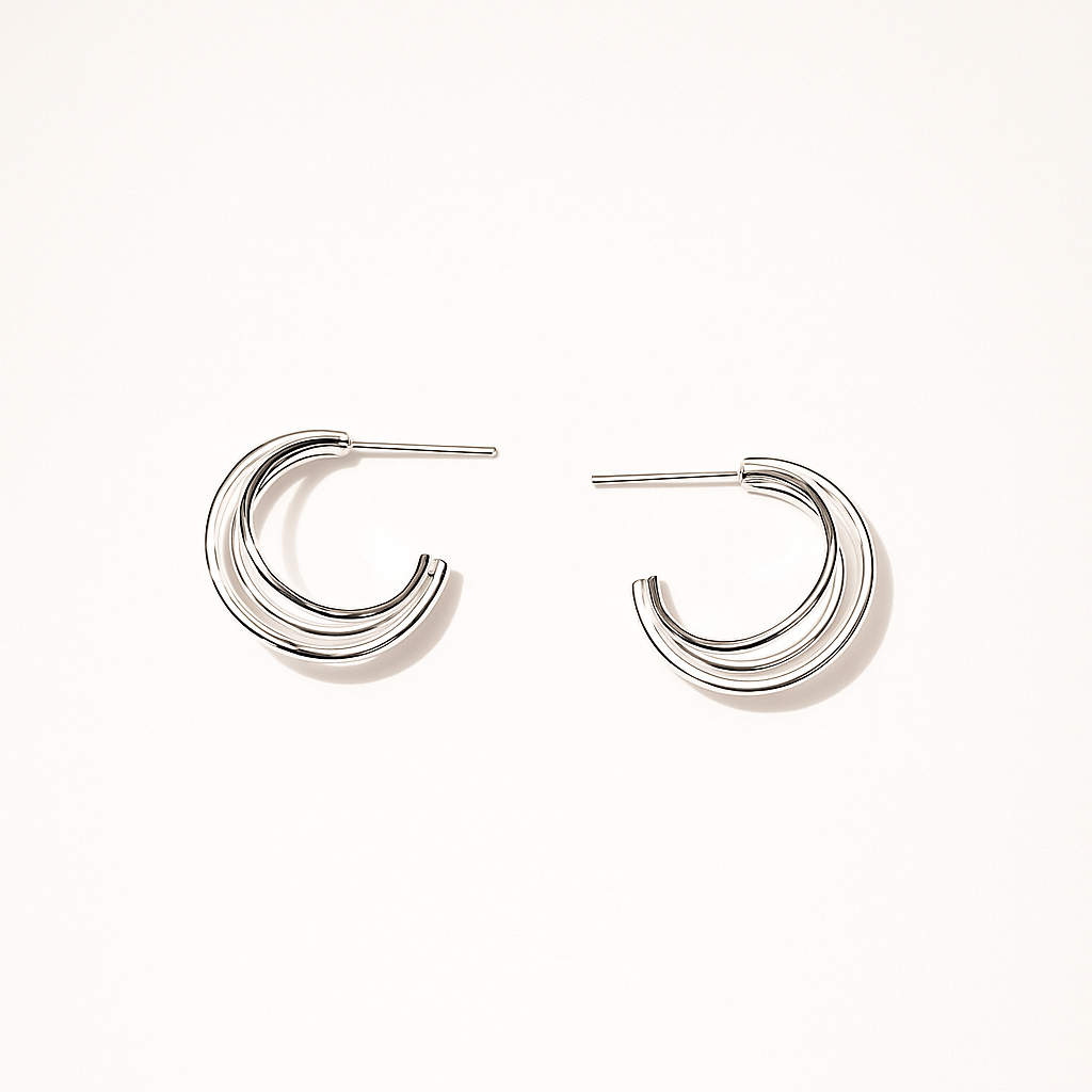 Silver Wave Hoop Earring