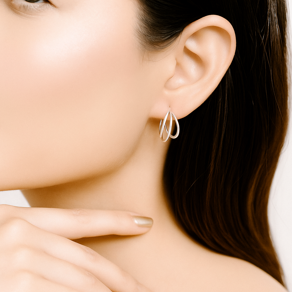 Silver Wave Hoop Earring