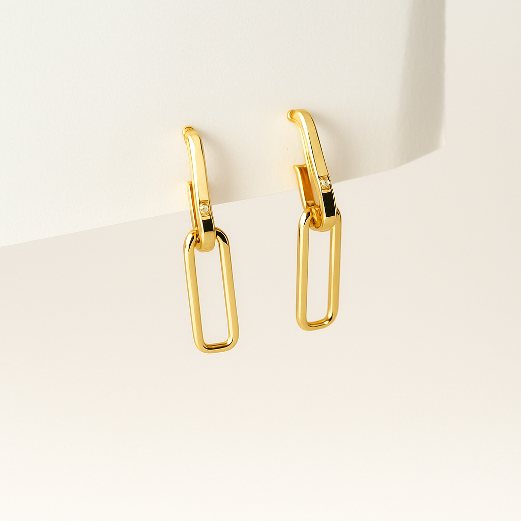 Golden Link Drop Earring