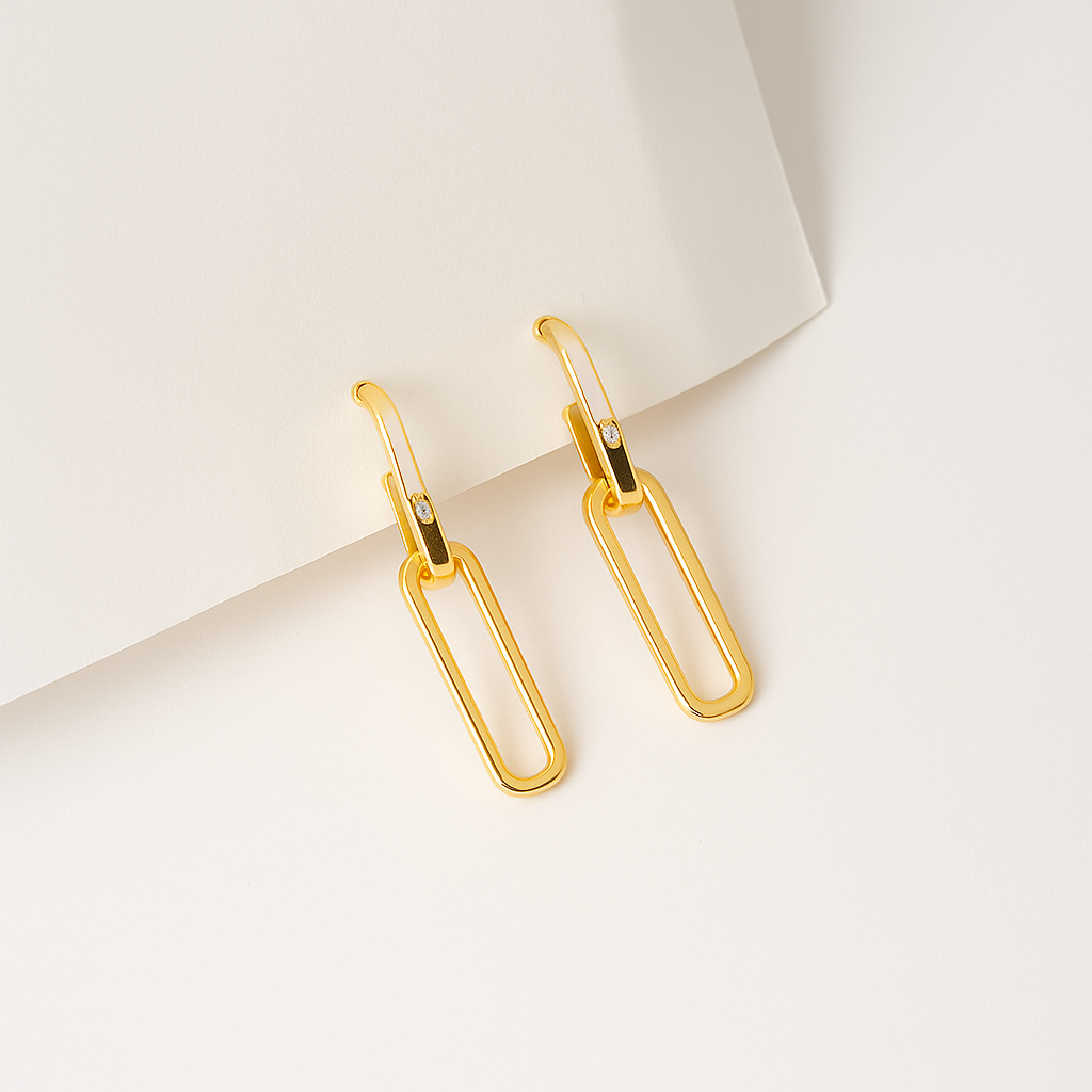 Golden Link Drop Earring