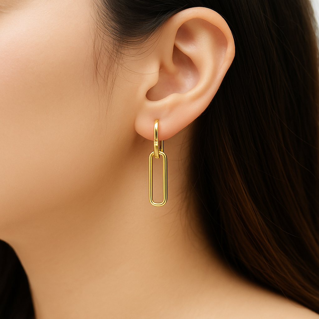 Golden Link Drop Earring