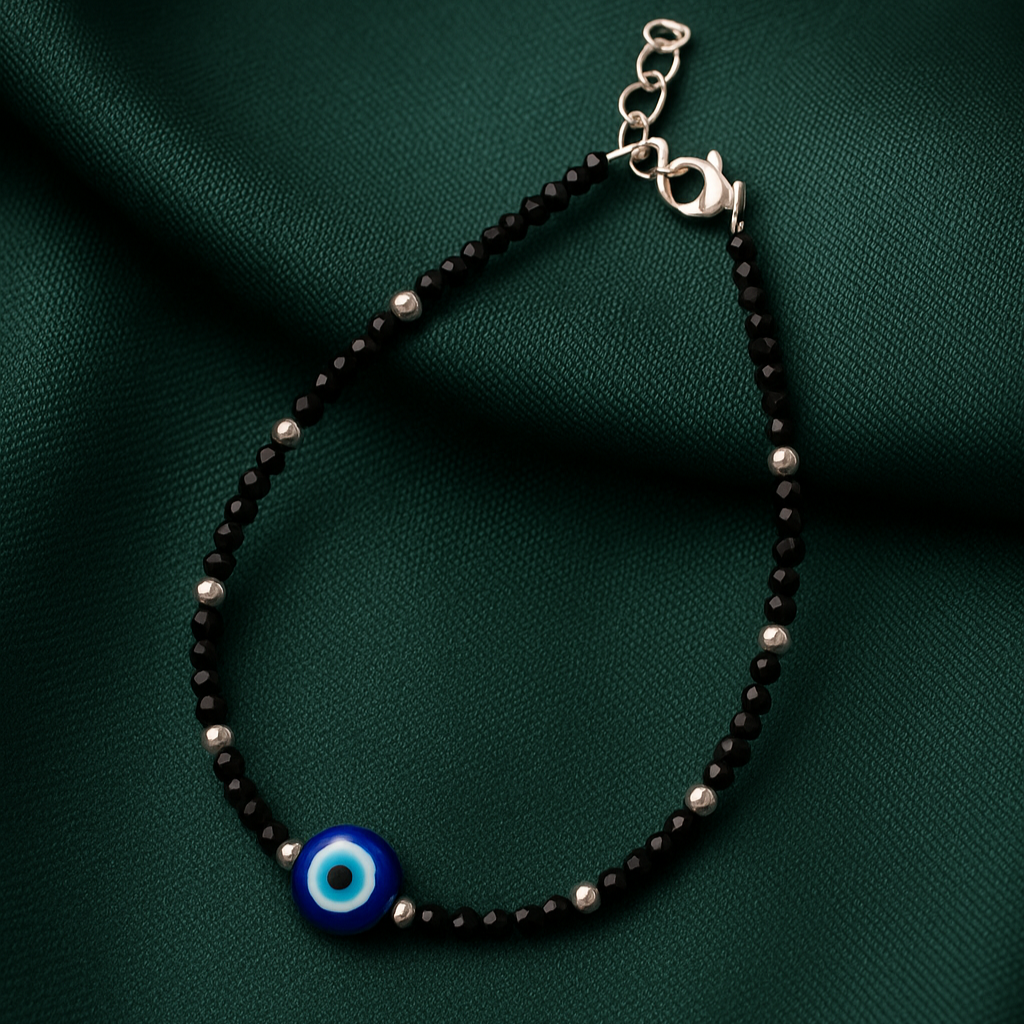 Aarzu Evil Eye Black Bead Bracelet