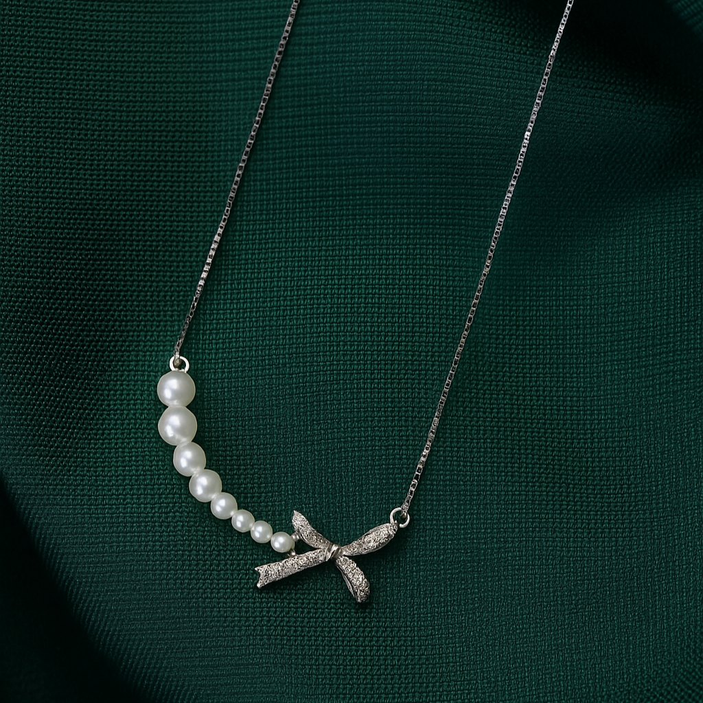 Luna Grace Pearl Bow Necklace