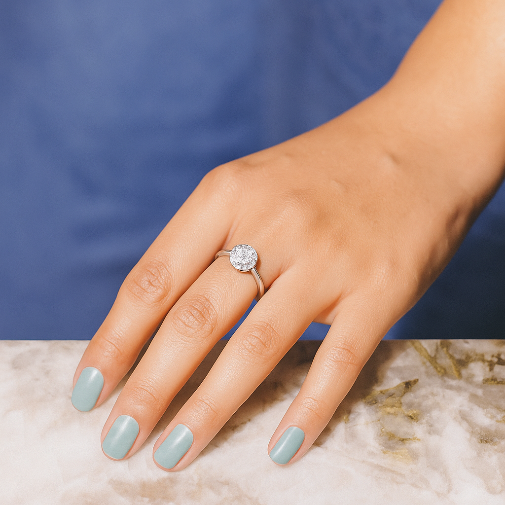 Celeste Octa Halo Ring"